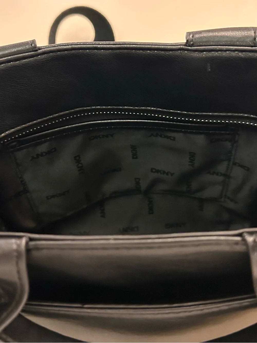 DKNY Black Leather Square Crossbody with Gold-Tone Accents NEW